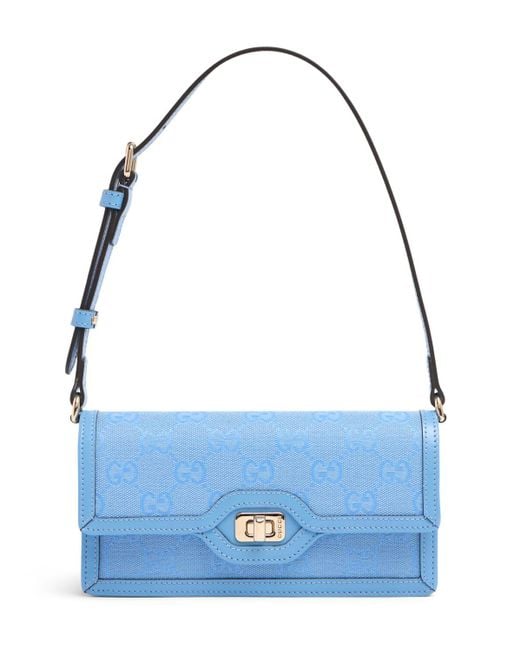Gucci Mini Luce レザー&キャンバスショルダーバッグ Blue