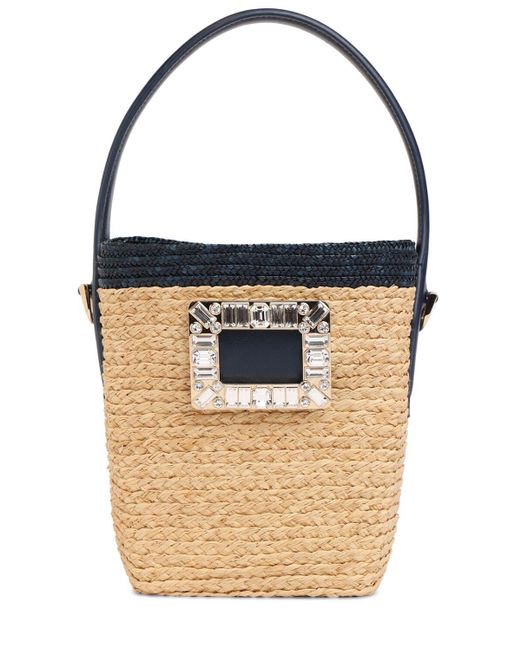 Roger Vivier Blue Damen Mini Raffiatasche „Rv Skate“