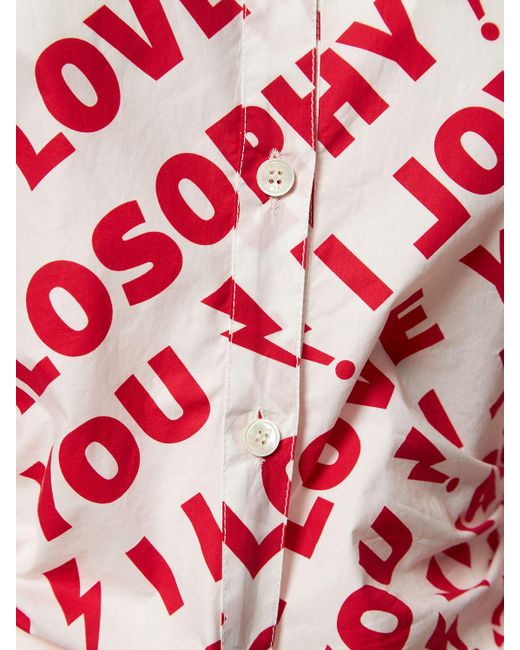 Philosophy Di Lorenzo Serafini Red Printed Cotton Poplin Shirt