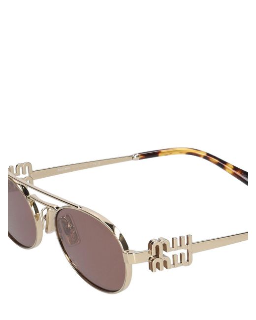 Miu Miu Brown Round Metal Sunglasses
