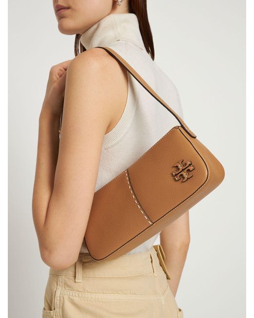 Tory Burch Mcgraw Wedge Leather Shoulder Bag in Brown | Lyst