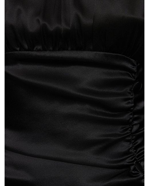 Vestido corto drapeado de satén de seda Alessandra Rich de color Black