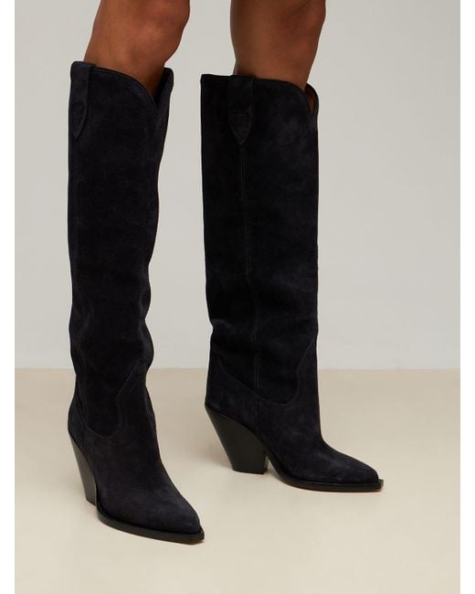 Isabel Marant 90mm Lomero Tall Suede Boots in Black | Lyst Australia
