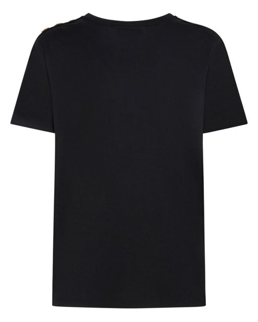 T-shirt en coton imprimé logo Balmain en coloris Black