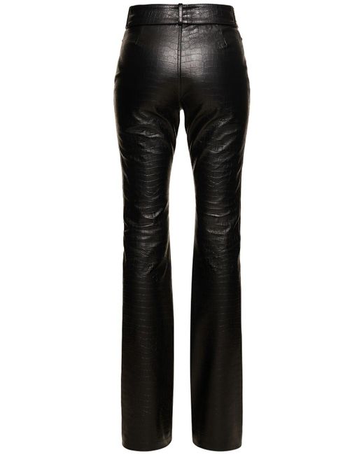 Pantalon en cuir avec ceinture Alessandra Rich en coloris Black