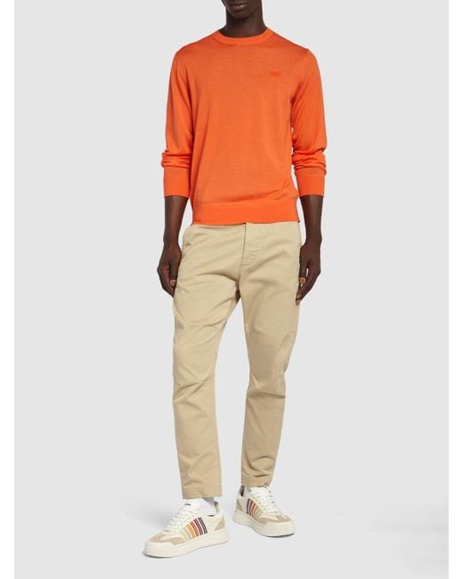 DSquared² Orange Monogram Wool Crewneck Sweater for men