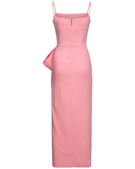 MSGM Pink Viscose Blend Midi Dress W/bow