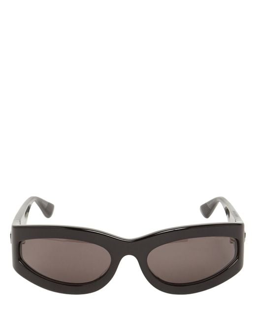 Bottega Veneta Bv1089s Oval Acetate Sunglasses in Black | Lyst