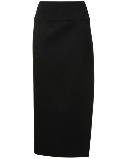 AURALEE Wool Midi Skirt in Black | Lyst Australia