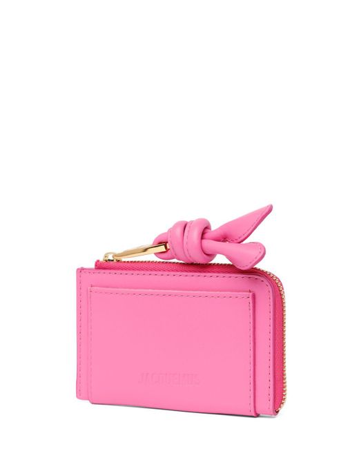 Portefeuille en cuir le porte-cartes tourni Jacquemus en coloris Pink