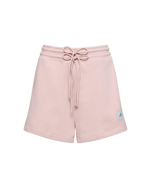Shorts de algodón rizo Adidas By Stella McCartney de color Pink