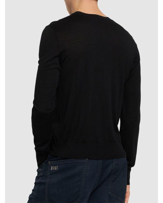 DSquared² Black Monogram Wool Crewneck Sweater for men
