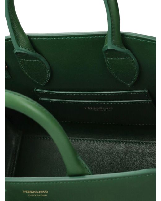Ferragamo Green Mini Hug Leather Top Handle Bag