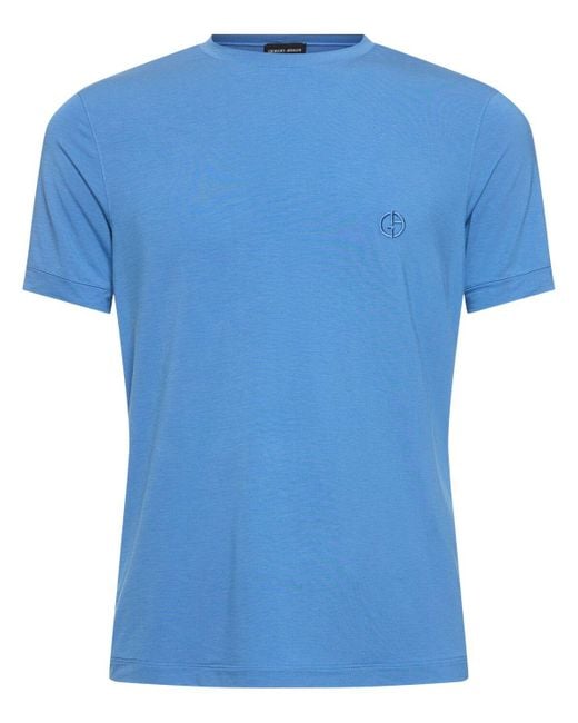 Giorgio Armani Blue Mercerized Viscose Jersey T-shirt for men