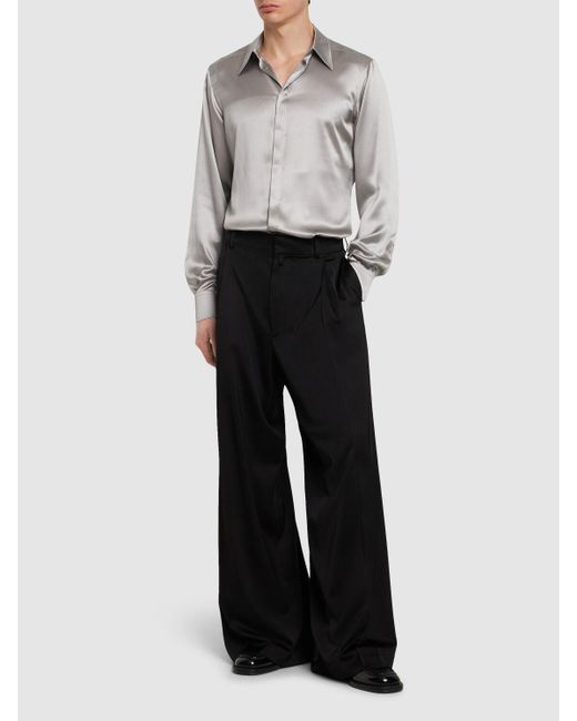 Camicia in raso di seta di Dolce & Gabbana in Gray da Uomo