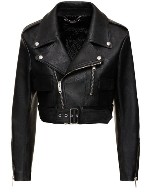 Veste courte en simili-cuir avec ceinture Stella McCartney en coloris Black
