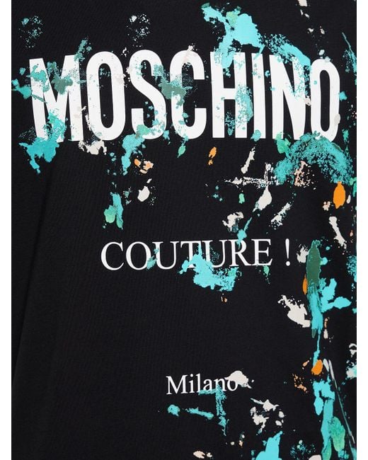 Camiseta de jersey de algodón orgánico Moschino de hombre de color Black