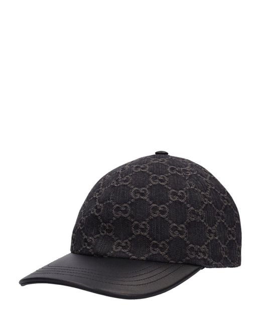 Cappello baseball in denim di Gucci in Black