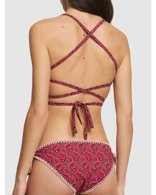 Bikini estampado con cordón Isabel Marant de color Red