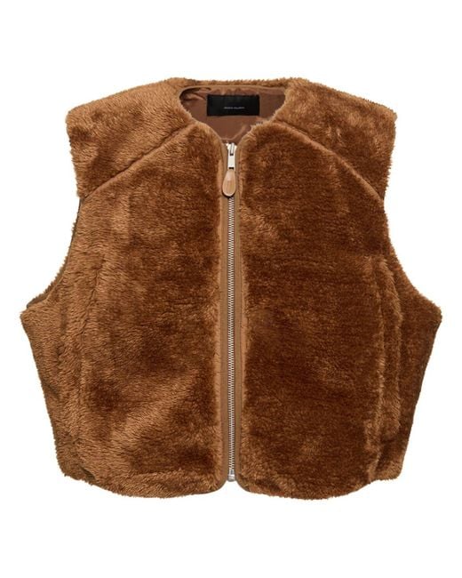 Entire studios Brown Faux Fur Zip-Up Vest for men