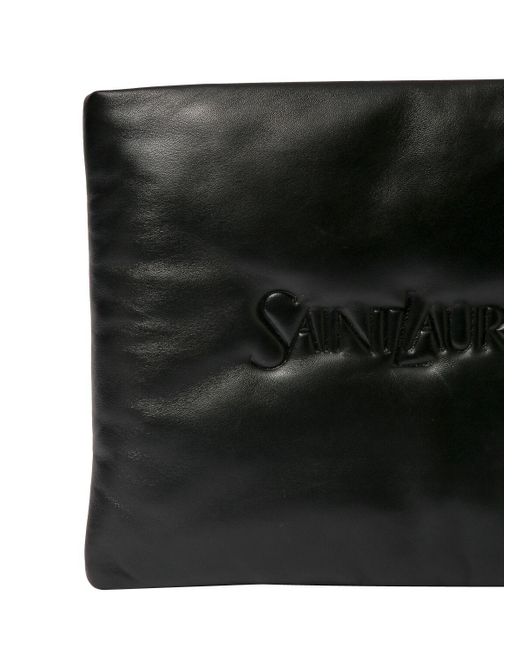 Pochette grande in pelle / monogramma di Saint Laurent in Black da Uomo