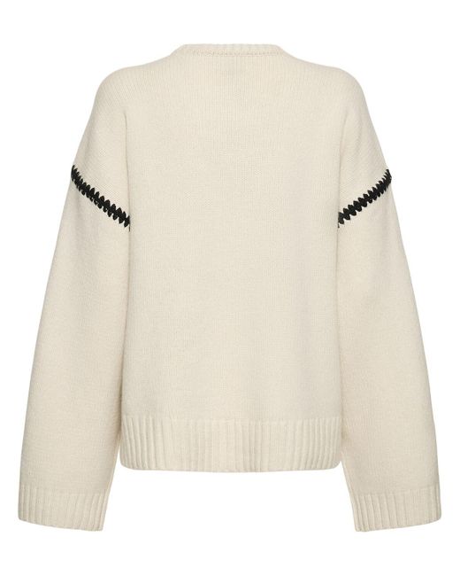 Totême  Natural Embroidered Wool & Cashmere Sweater