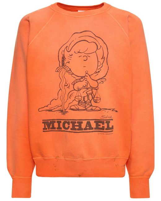 Saint Michael Orange Saint Crewneck Sweatshirt for men