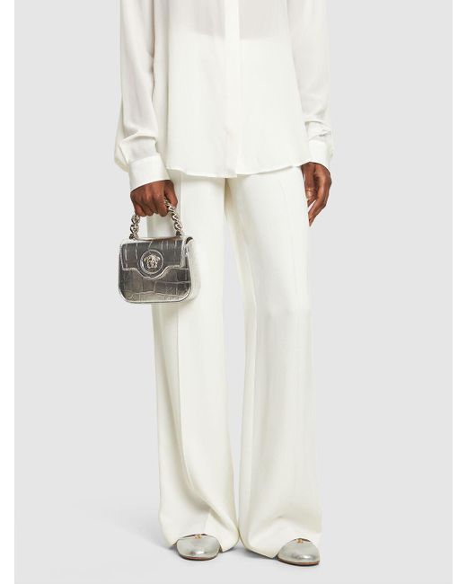 Versace White Mini Medusa Embossed Leather Bag