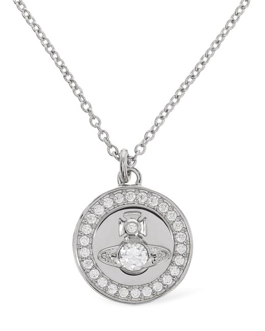 Vivienne Westwood White Cleo Crystal Pendant Necklace for men