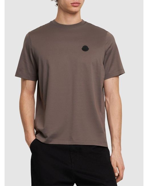 Camiseta de algodón con logo Moncler de hombre de color Brown