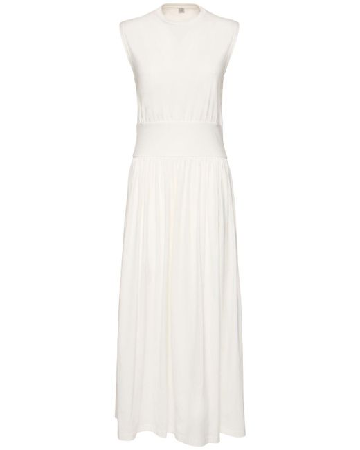 Totême  White Damen Langes Kleid Aus Baumwolle