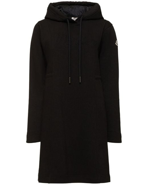 Moncler Black Hooded Cotton Blend Mini Dress