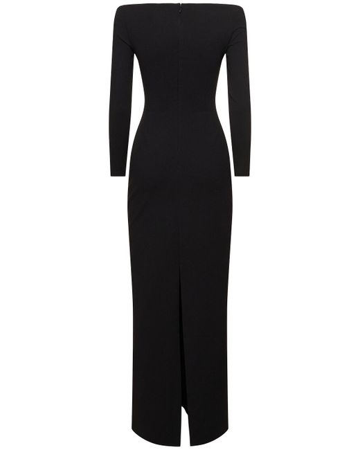 Solace London Black Tara Off-the-shoulder Crepe Long Dress