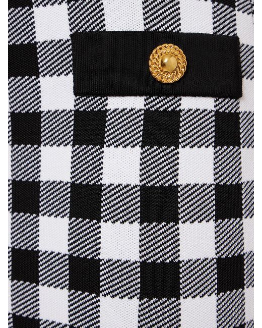 Balmain Black Check Knit Mini Skirt