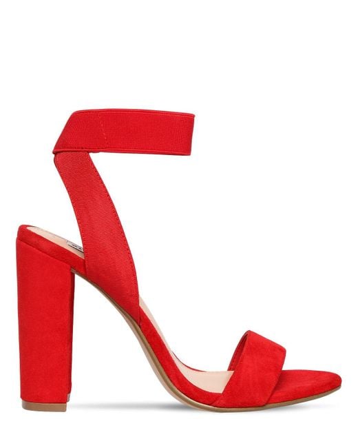 Steve Madden Red 100mm Celebrate Elastic & Suede Sandals