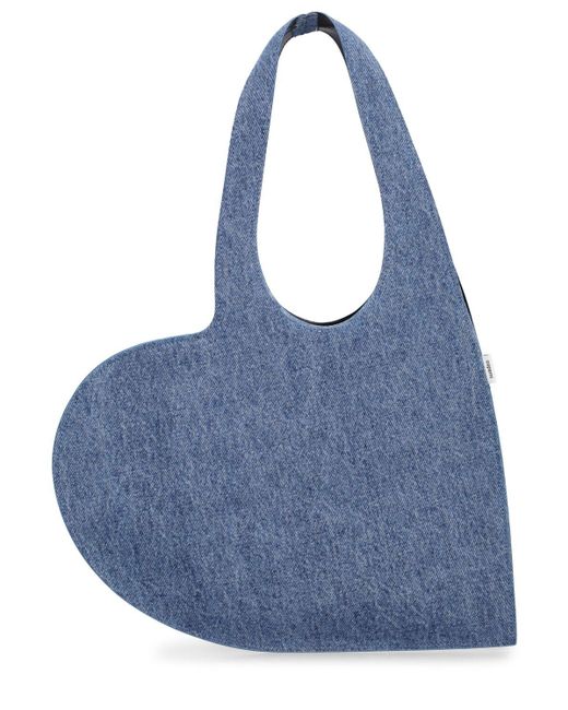 Coperni Blue Mini Heart Denim Tote Bag
