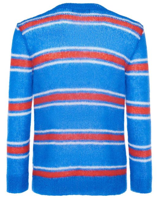 DSquared² Gestreifter Stricksweater Aus Mohairmischung in Blue für Herren