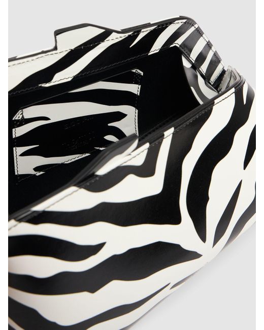 The Attico Black 8.30 Pm Zebra Printed Leather Clutch