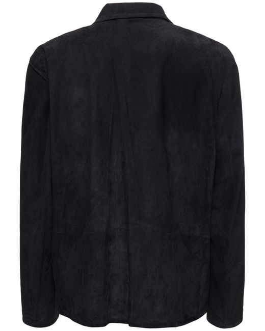 Giorgio Armani Blue Leather Zipped Jacket for men