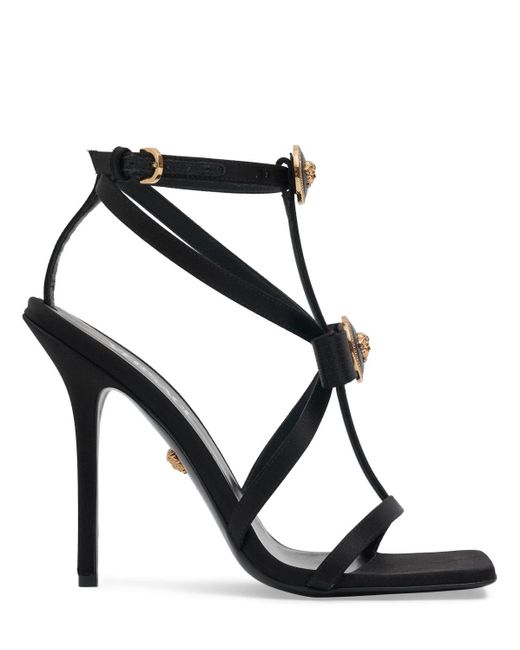 Sandales en satin 110 mm Versace en coloris Black