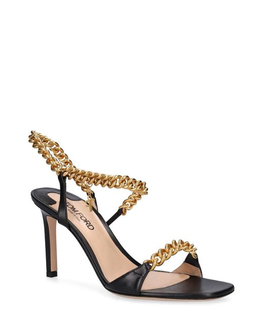 Tom Ford Metallic 85Mm Zenith Leather & Chain Sandals