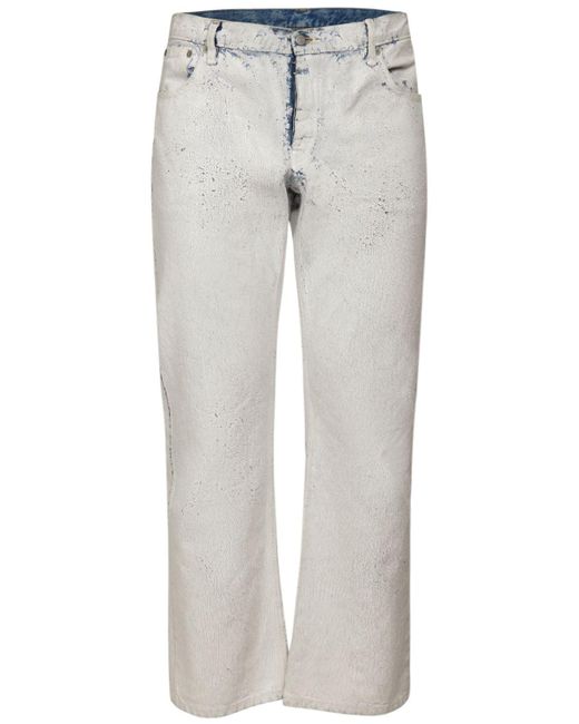 Maison Margiela White Cracked Paint Cotton Denim Jeans for men
