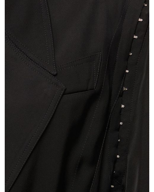 Mugler Black Oversized Mantel Aus Gabardine