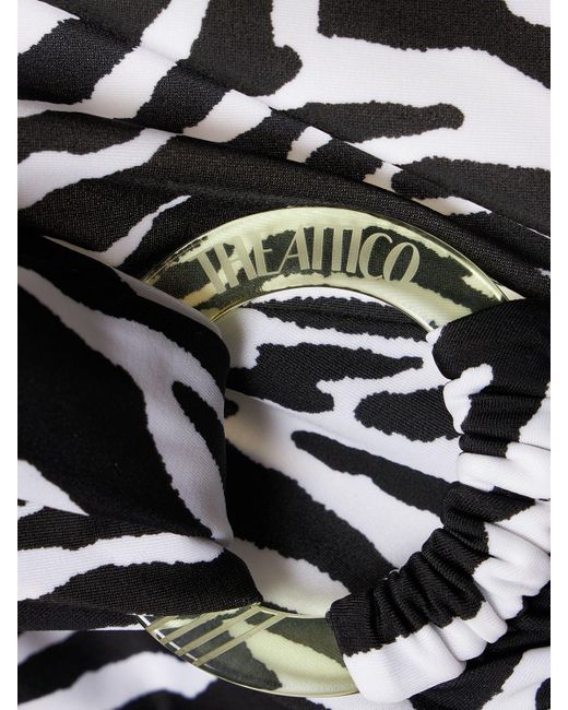 The Attico Black Zebra Printed Mini Skirt W/ Ring