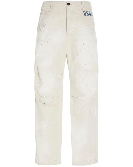 Pantalones de algodón DSquared² de hombre de color White