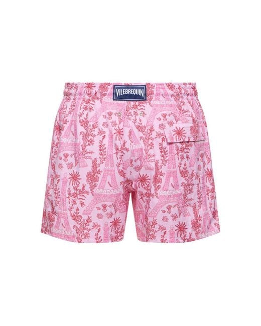 Bañador shorts de nylon stretch con estampado Vilebrequin de hombre de color Pink