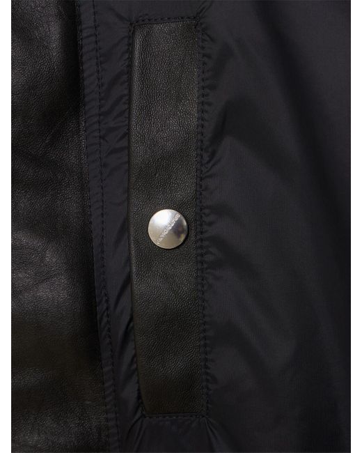 Giorgio Brato Black Wrinkled Leather & Nylon Bomber Jacket for men