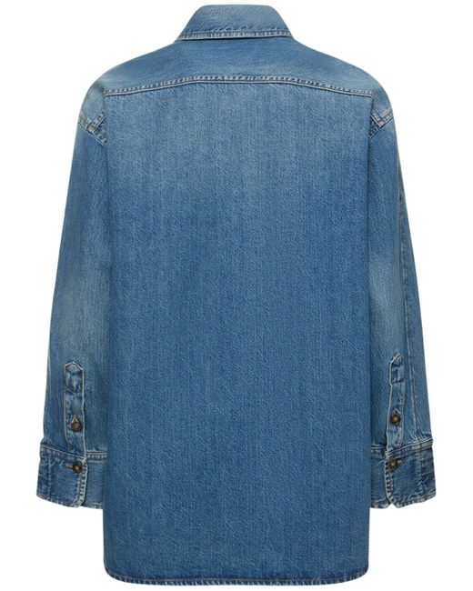 Chemise oversize en denim à plis Victoria Beckham en coloris Blue