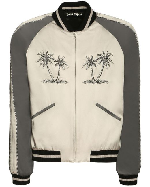 Palm Angels Palms Acetate Bomber Track Jacket in Grey Anthracite ...