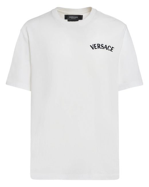 Versace T-shirt Aus Baumwolle Mit Logo in White für Herren